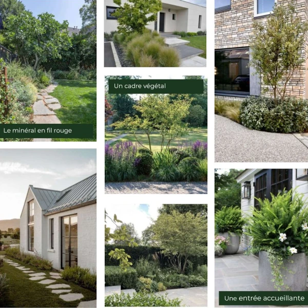 Paysagiste : diagnostic, images d'ambiances, moodboard, croquis et plans de jardins, espaces verts et aménagements extérieurs autour de basse goulaine, vertou, thouaré