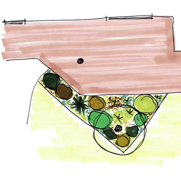 Paysagiste : conception de croquis et plans de terrasses, jardins, espaces verts et aménagements extérieurs autour de basse goulaine, vertou, sucé sur erdre
